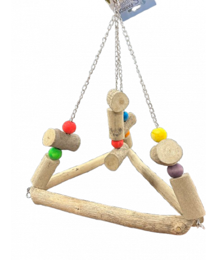 Parrot-Supplies Natural Wooden Large Triangle Treasure Swing Parrot Toy